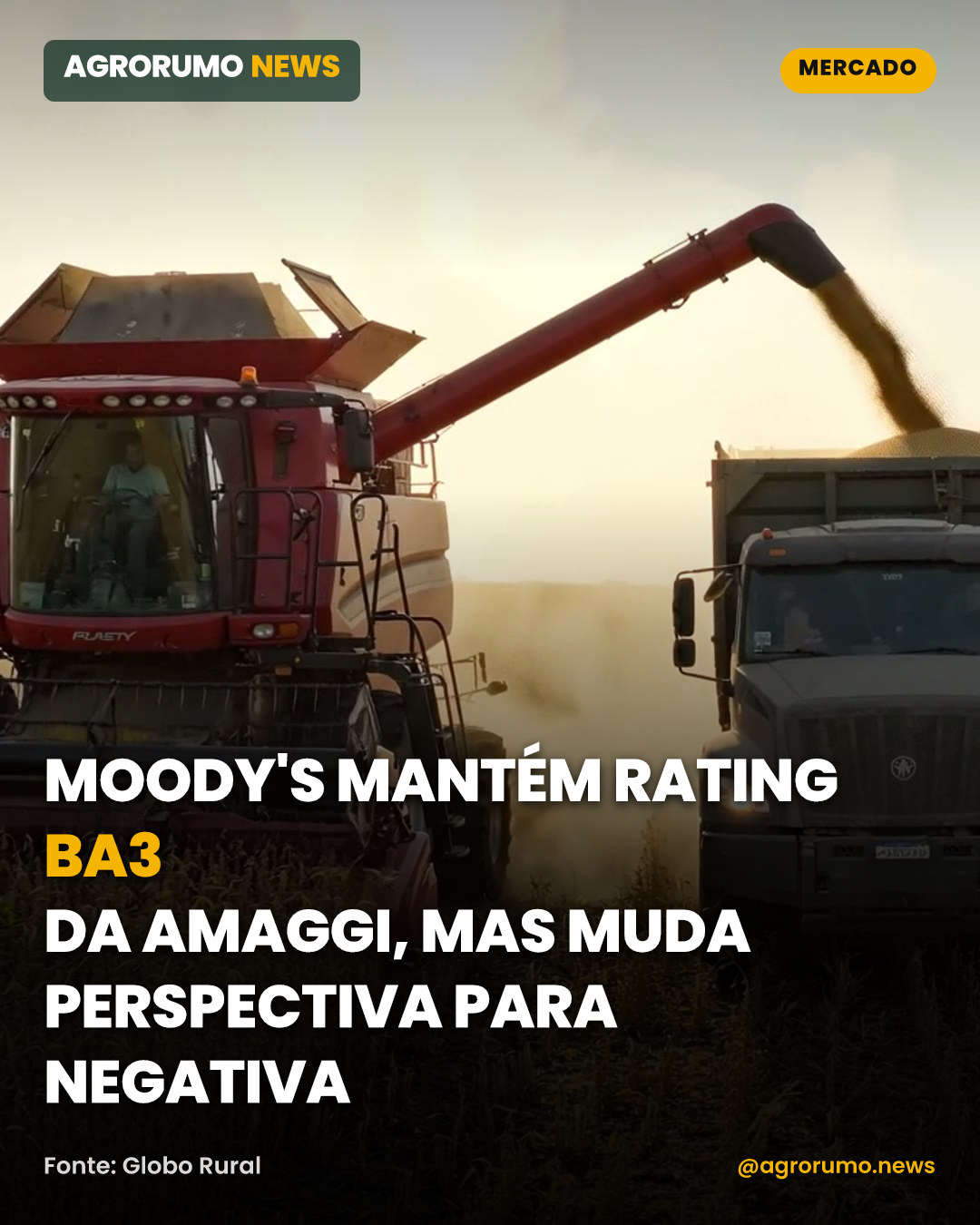 Moody's mantém rating Ba3 da Amaggi, mas muda perspectiva para negativa
