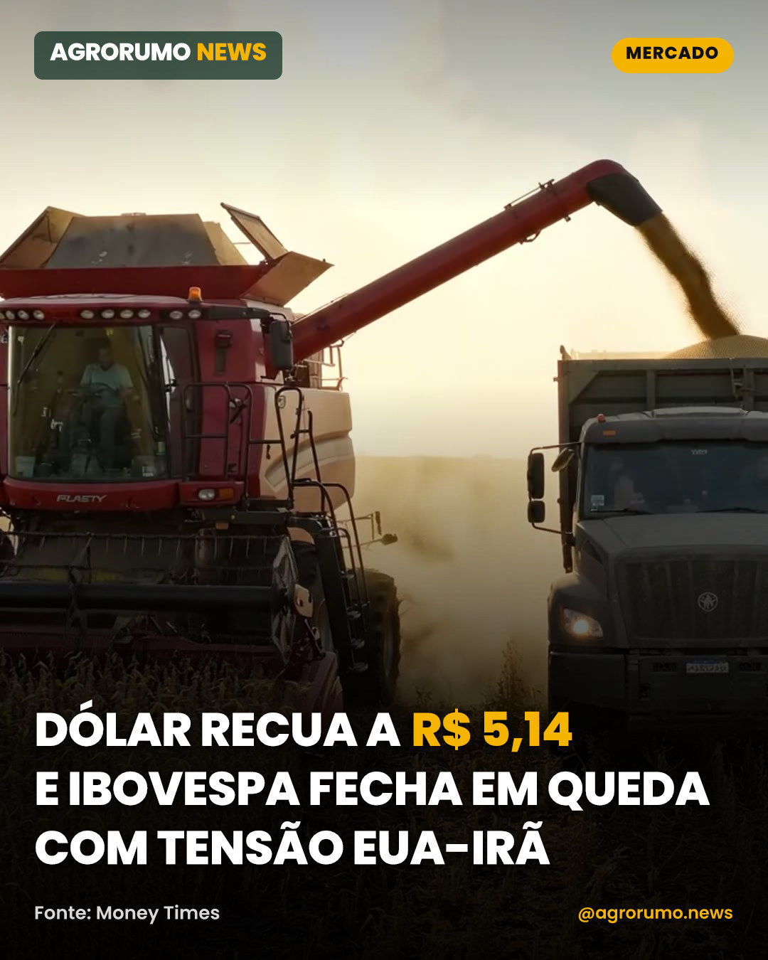 Dólar recua a R$ 5,14 e Ibovespa fecha em queda com tensão EUA-Irã