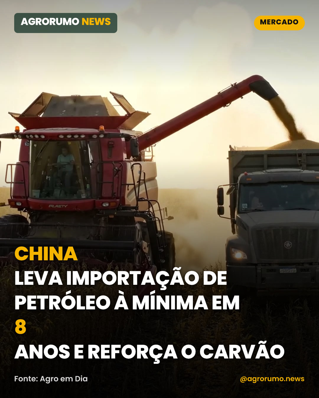 China leva importação de petróleo à mínima em 8 anos e reforça o carvão