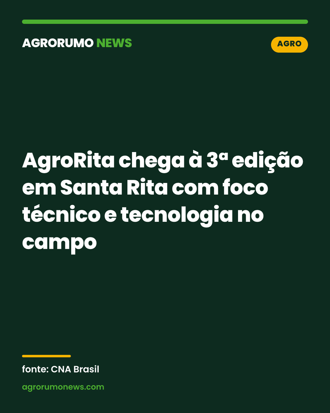 AgroRita chega à 3ª edição em Santa Rita com foco técnico e tecnologia no campo