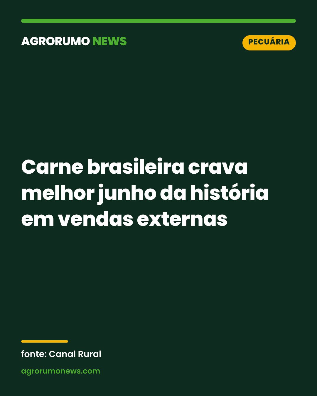 Carne brasileira crava melhor junho da história em vendas externas