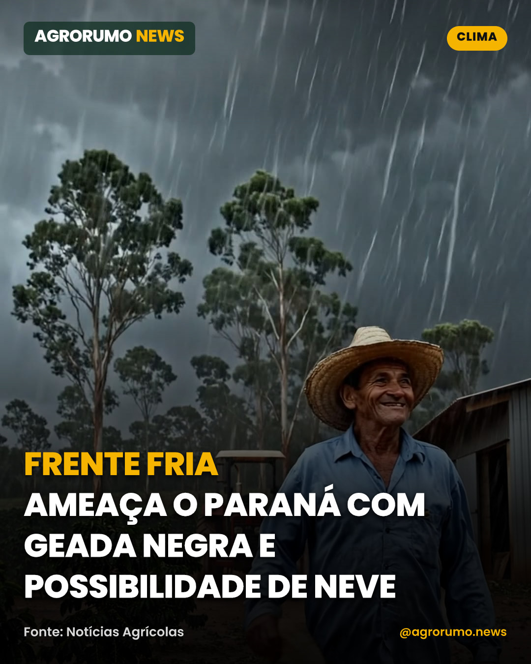 Frente fria ameaça o Paraná com geada negra e possibilidade de neve