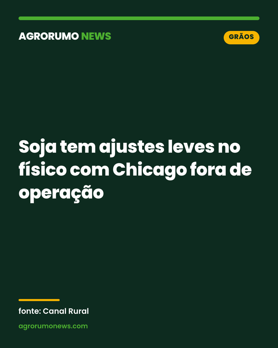 Soja tem ajustes leves no físico com Chicago fora de operação