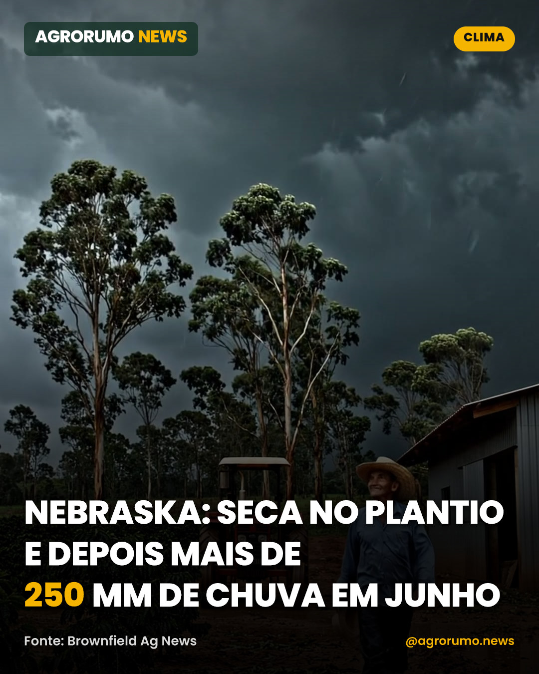 Nebraska: seca no plantio e depois mais de 250 mm de chuva em junho