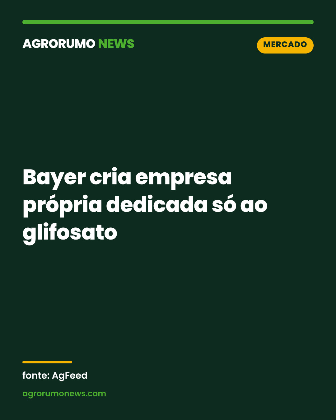 Bayer cria empresa própria dedicada só ao glifosato