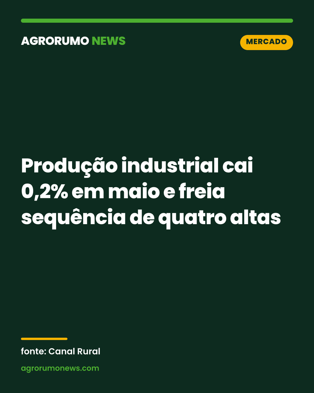 Produção industrial cai 0,2% em maio e freia sequência de quatro altas