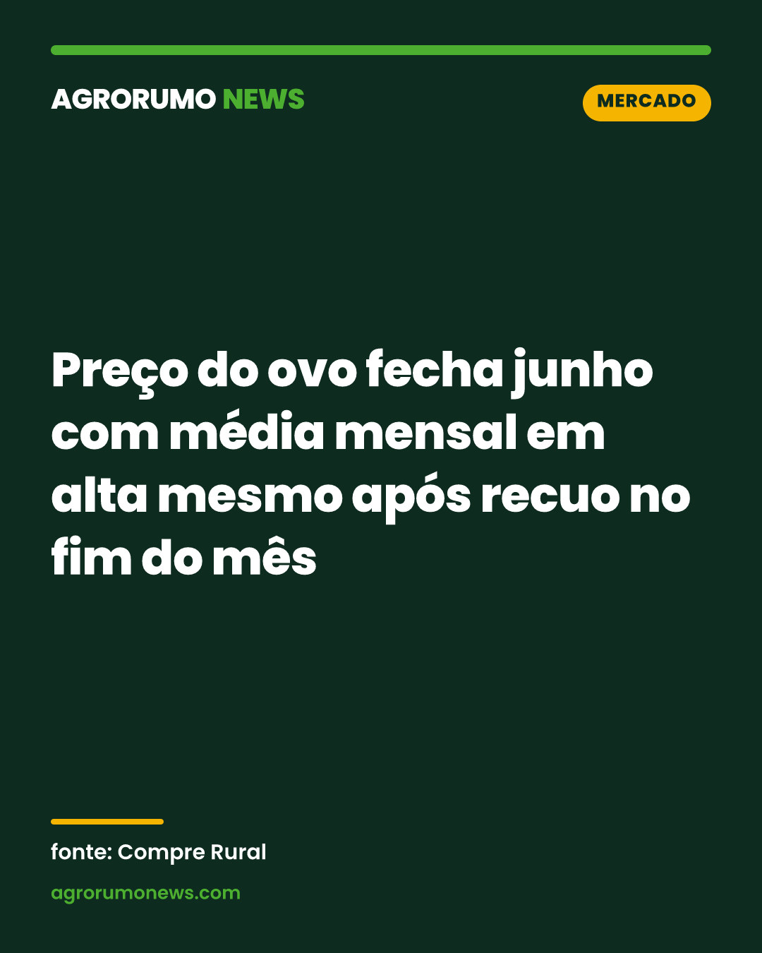 Preço do ovo fecha junho com média mensal em alta mesmo após recuo no fim do mês