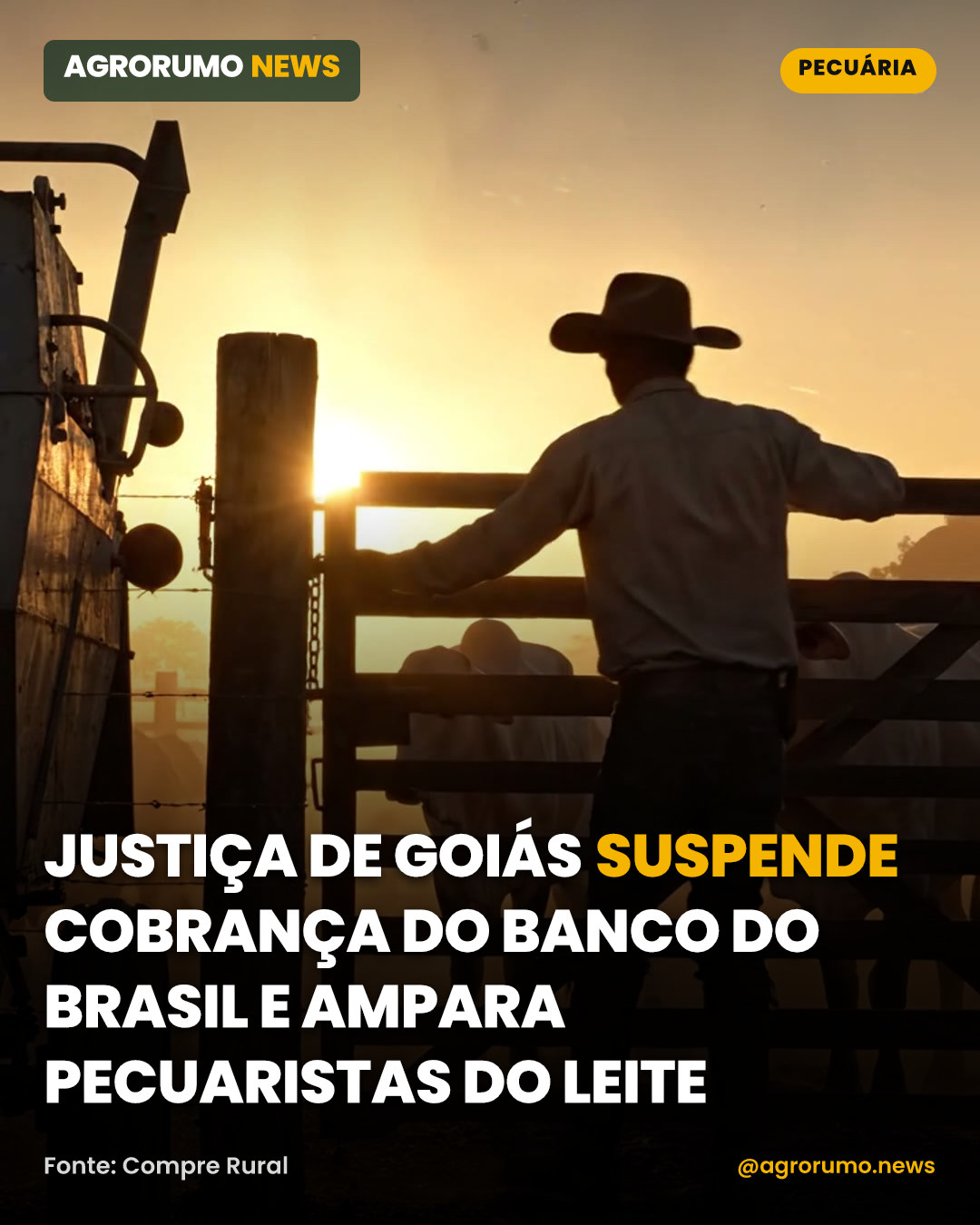 Justiça de Goiás suspende cobrança do Banco do Brasil e ampara pecuaristas do leite