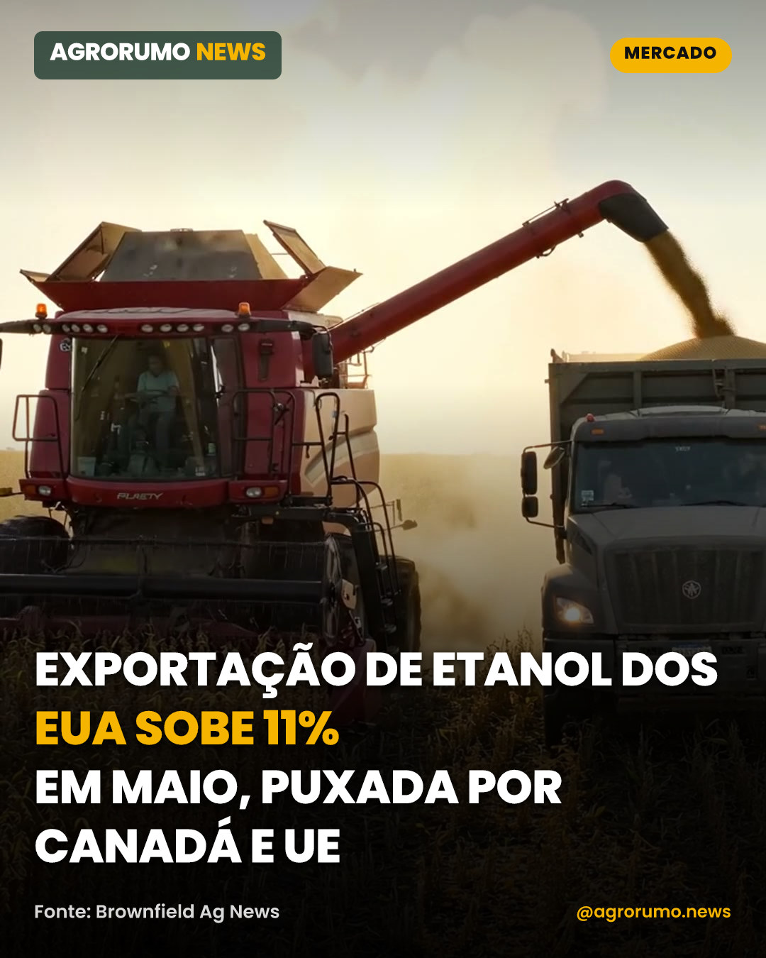 Exportação de etanol dos EUA sobe 11% em maio, puxada por Canadá e UE
