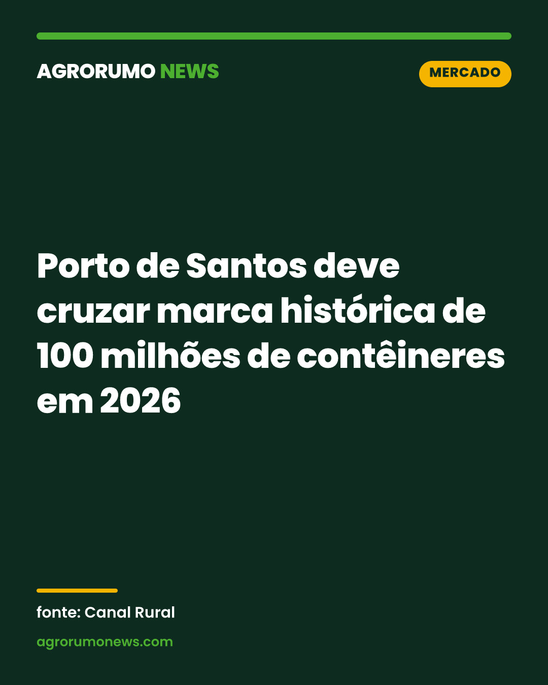 Porto de Santos deve cruzar marca histórica de 100 milhões de contêineres em 2026