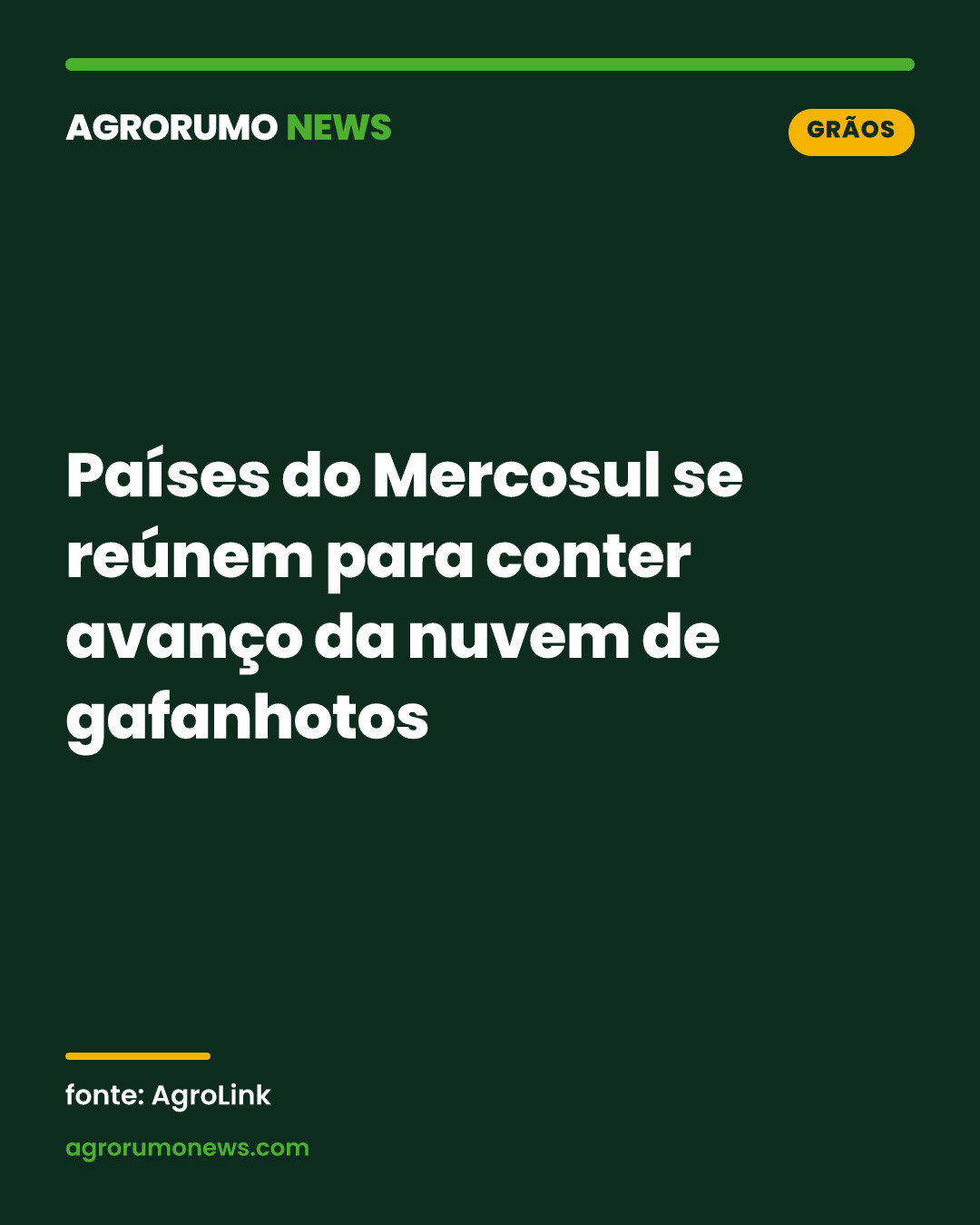 Países do Mercosul se reúnem para conter avanço da nuvem de gafanhotos