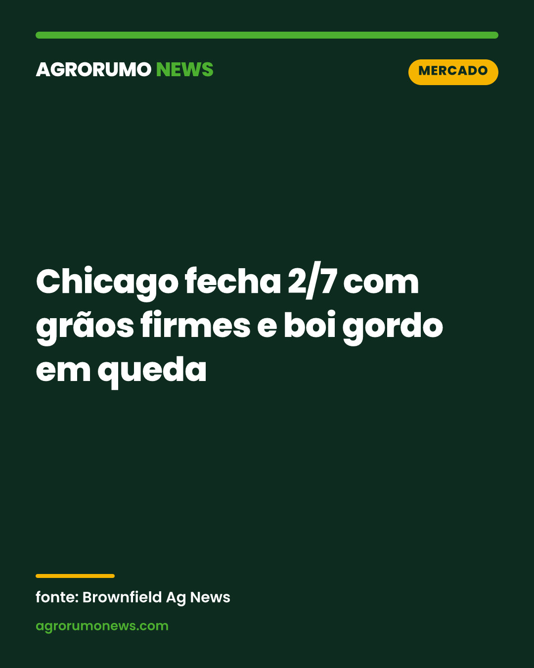 Chicago fecha 2/7 com grãos firmes e boi gordo em queda