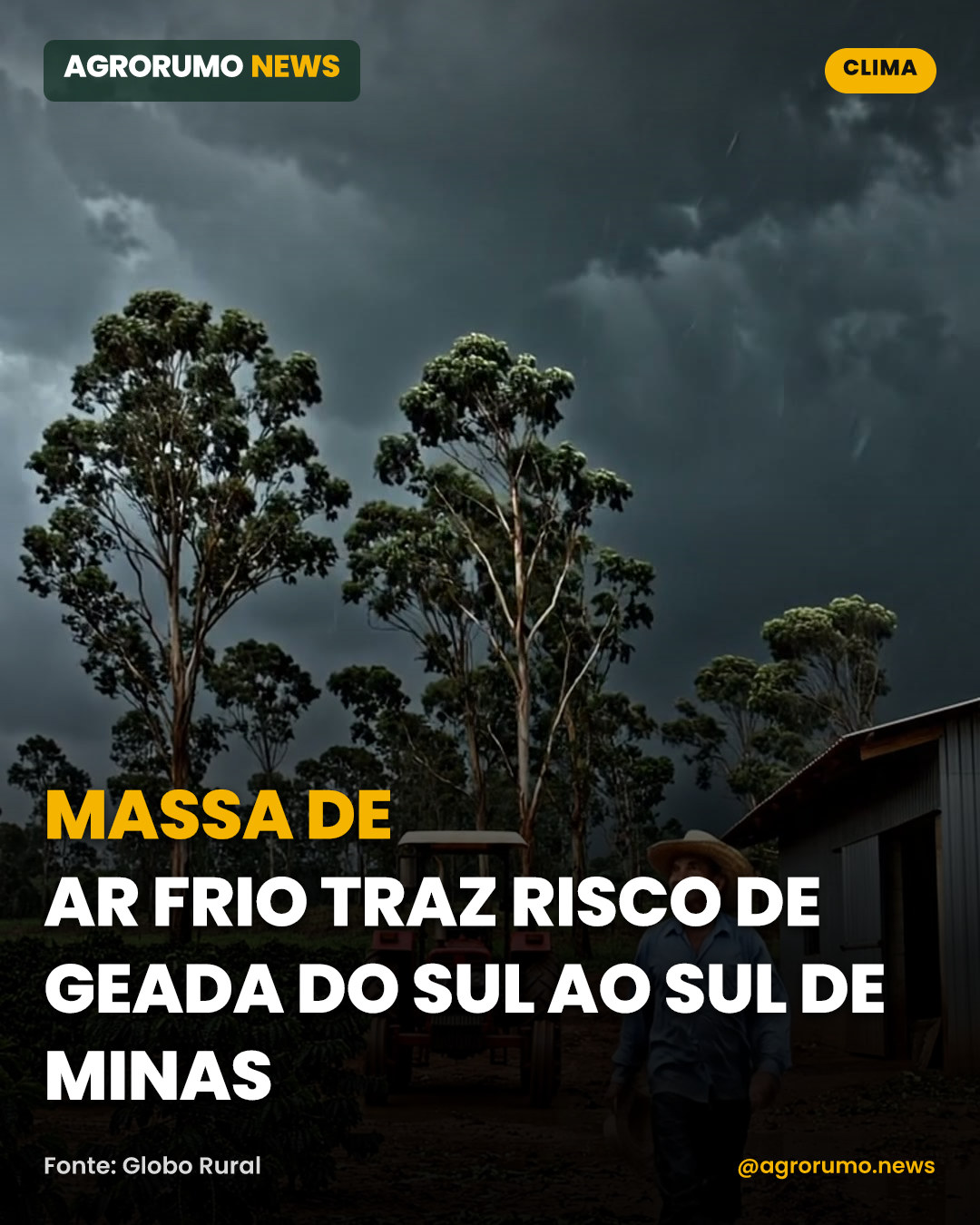 Massa de ar frio traz risco de geada do Sul ao sul de Minas