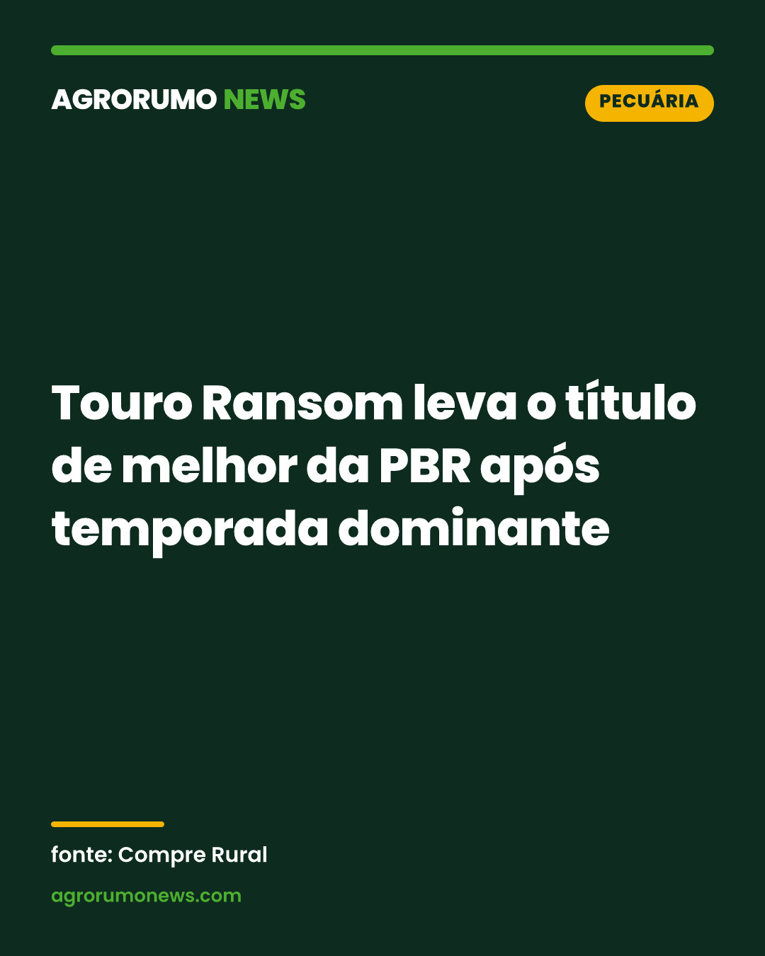 Touro Ransom leva o título de melhor da PBR após temporada dominante