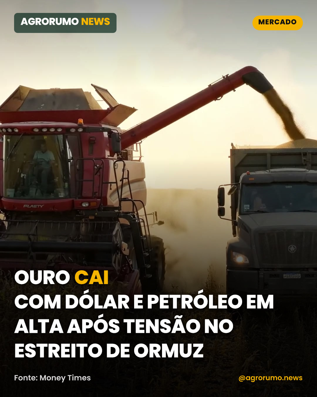 Ouro cai com dólar e petróleo em alta após tensão no Estreito de Ormuz