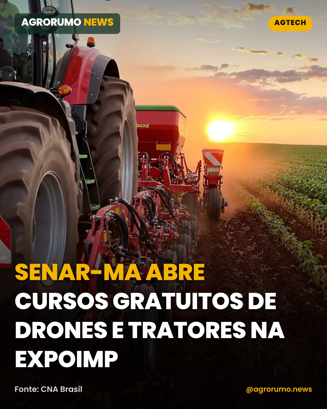 Senar-MA abre cursos gratuitos de drones e tratores na Expoimp