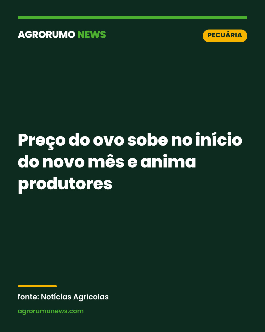 Preço do ovo sobe no início do novo mês e anima produtores