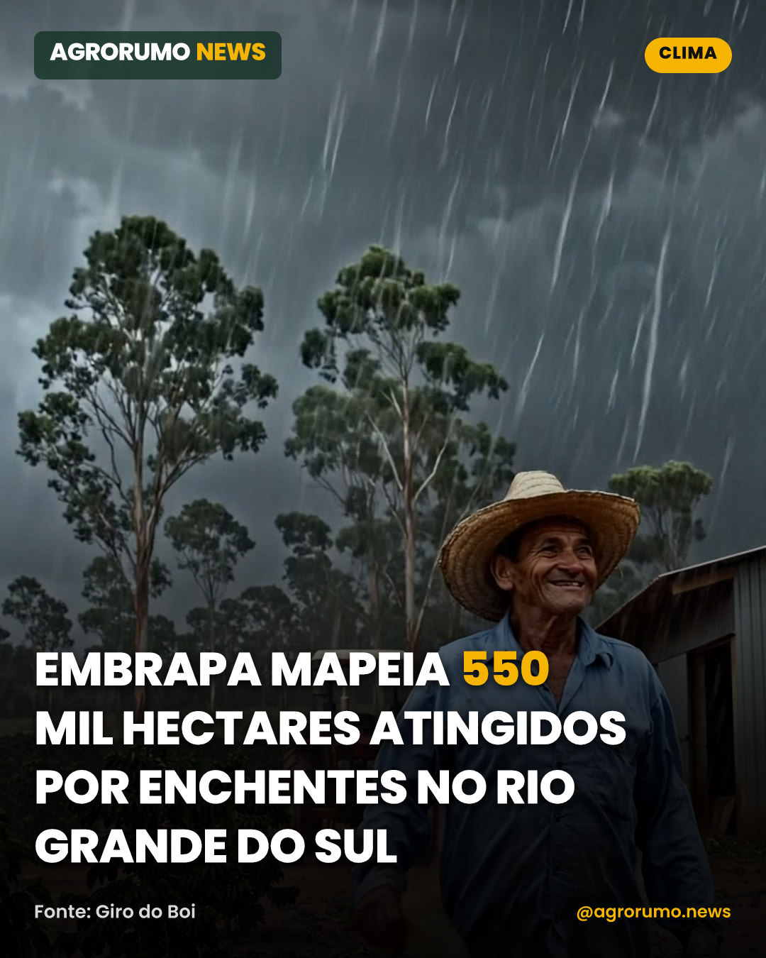 Embrapa mapeia 550 mil hectares atingidos por enchentes no Rio Grande do Sul