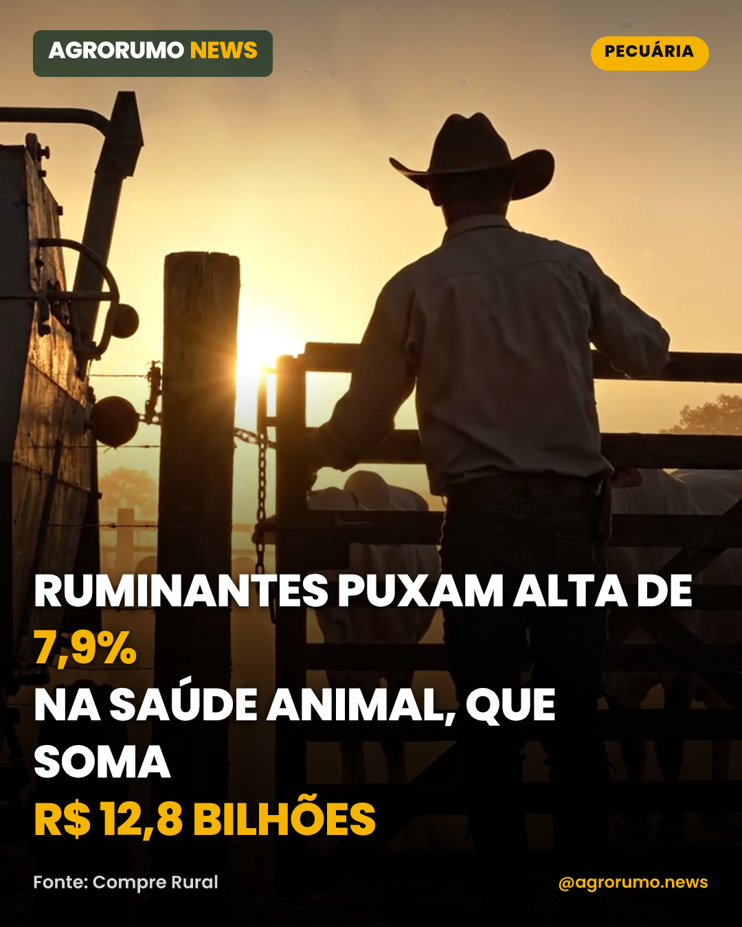 Ruminantes puxam alta de 7,9% na saúde animal, que soma R$ 12,8 bilhões