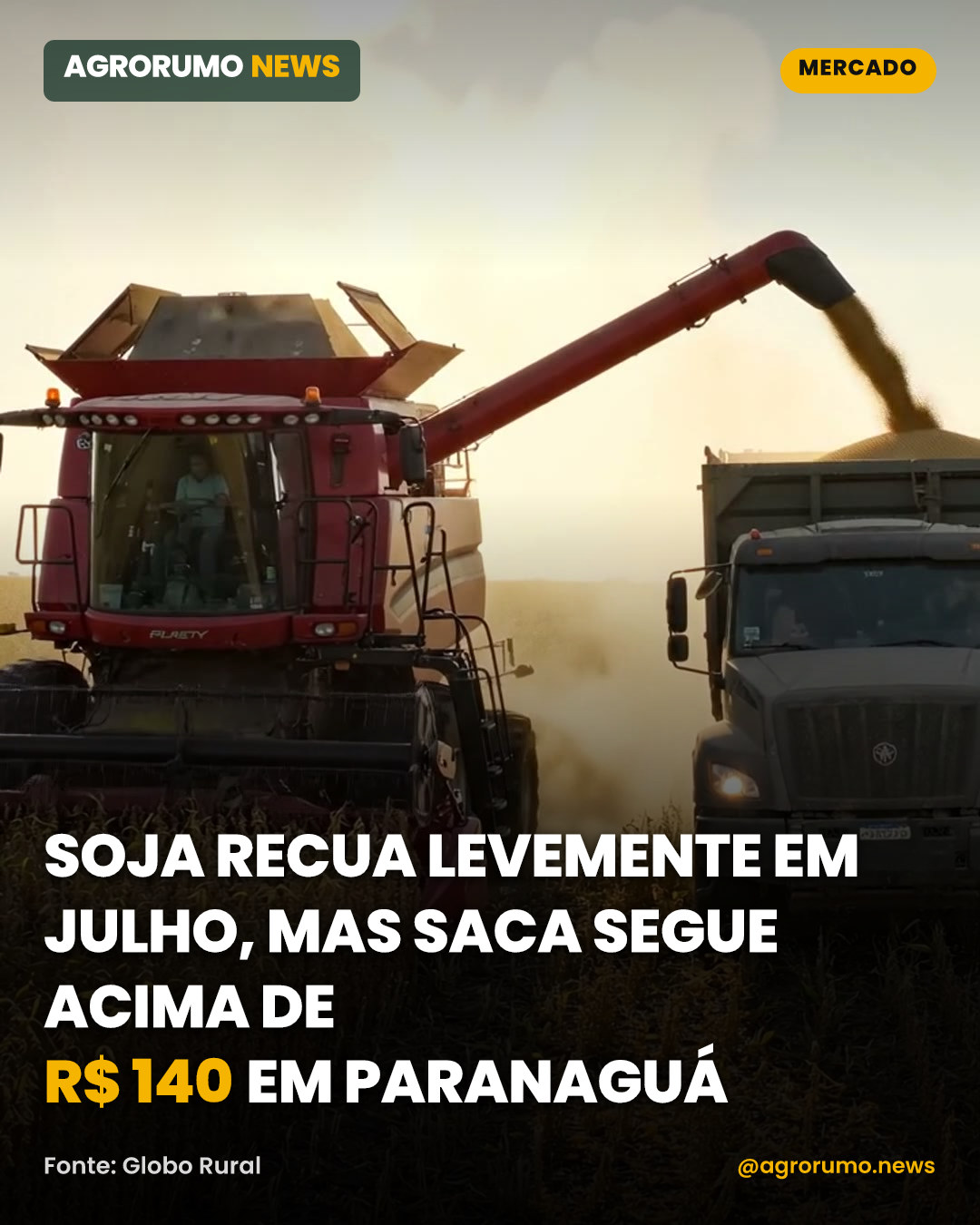 Soja recua levemente em julho, mas saca segue acima de R$ 140 em Paranaguá