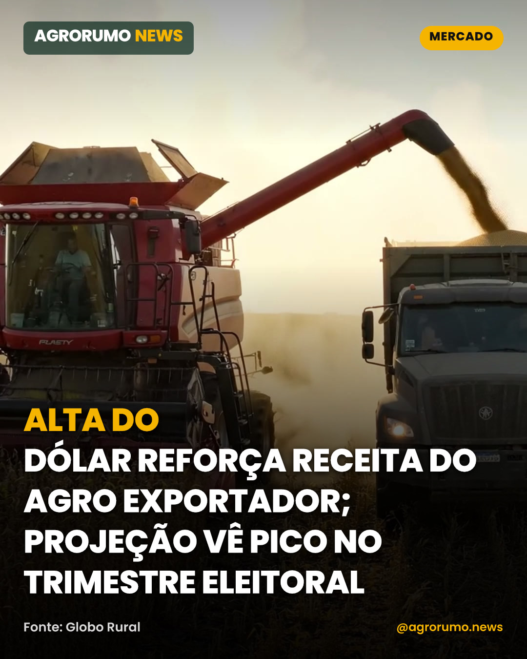 Alta do dólar reforça receita do agro exportador; projeção vê pico no trimestre eleitoral