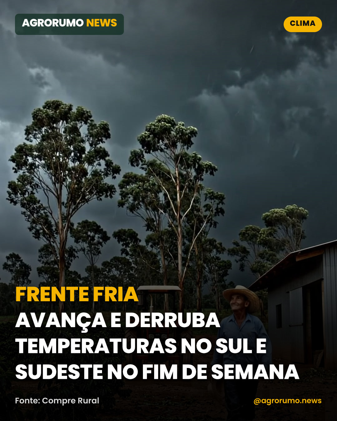Frente fria avança e derruba temperaturas no Sul e Sudeste no fim de semana