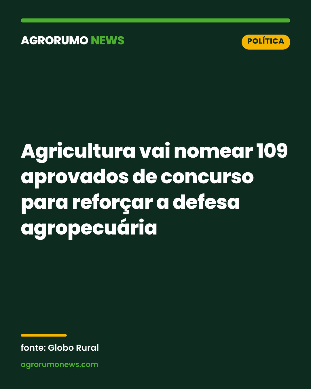 Agricultura vai nomear 109 aprovados de concurso para reforçar a defesa agropecuária