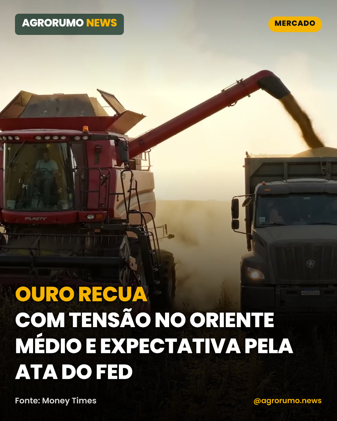 Ouro recua com tensão no Oriente Médio e expectativa pela ata do Fed