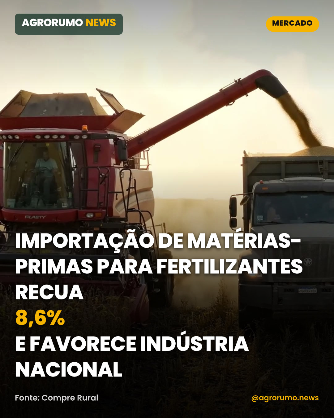 Importação de matérias-primas para fertilizantes recua 8,6% e favorece indústria nacional