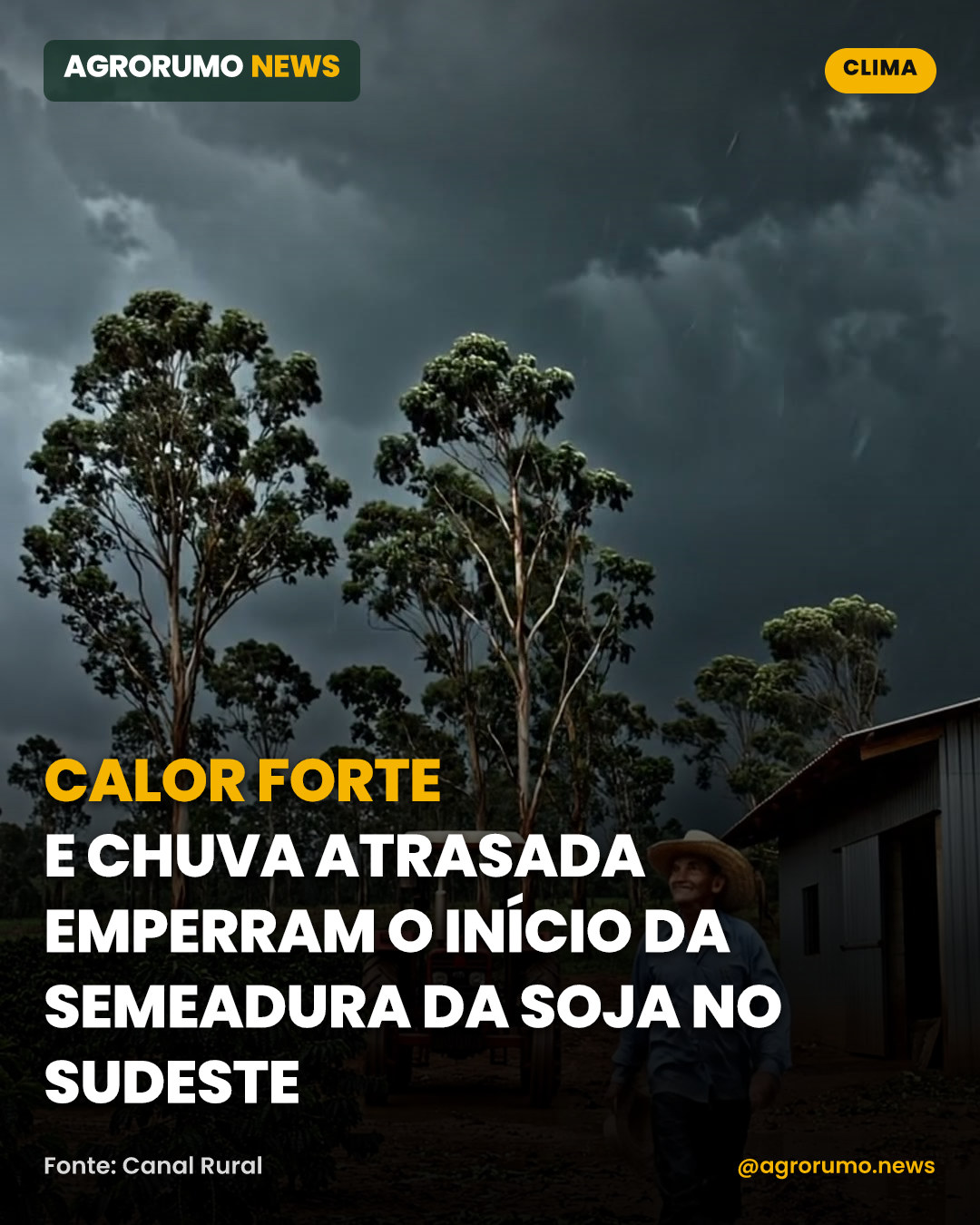 Calor forte e chuva atrasada emperram o início da semeadura da soja no Sudeste