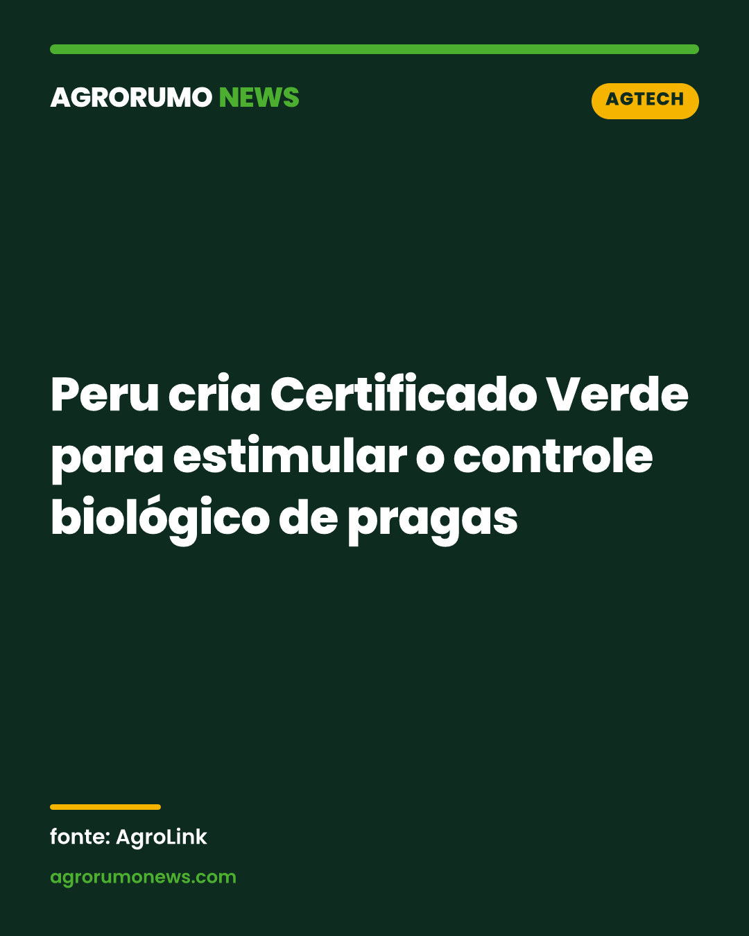 Peru cria Certificado Verde para estimular o controle biológico de pragas