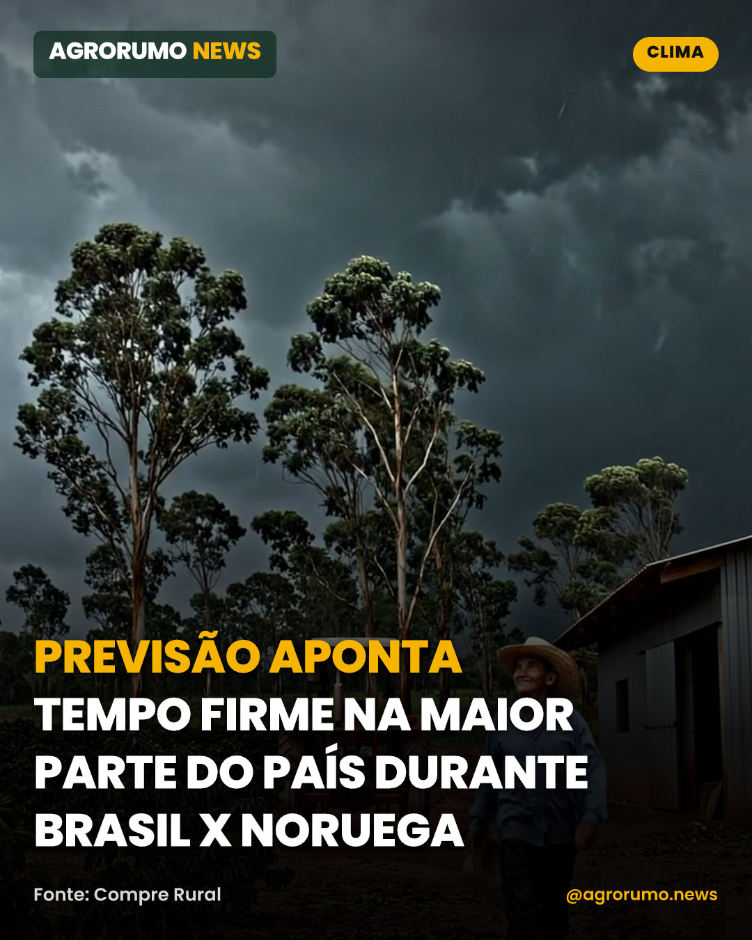 Previsão aponta tempo firme na maior parte do país durante Brasil x Noruega