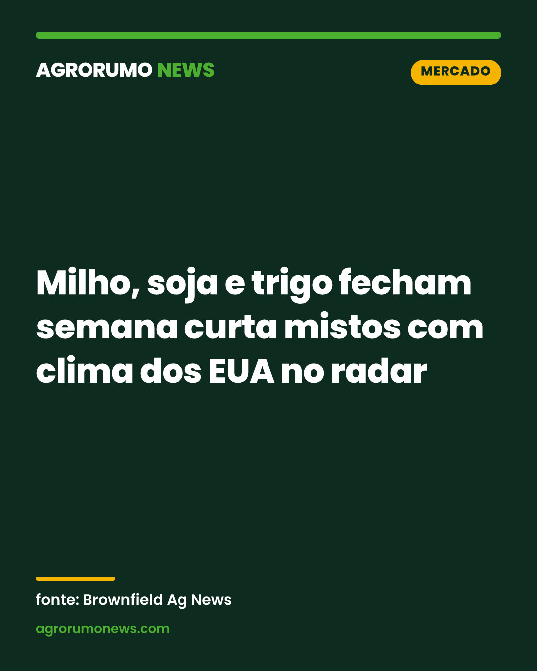 Milho, soja e trigo fecham semana curta mistos com clima dos EUA no radar