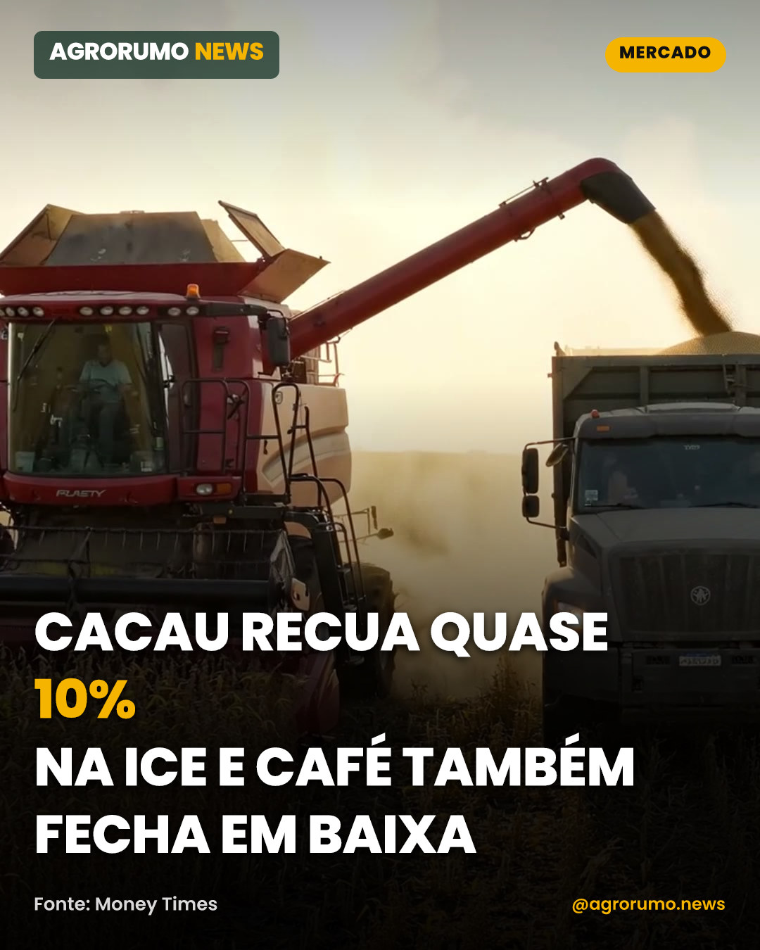 Cacau recua quase 10% na ICE e café também fecha em baixa