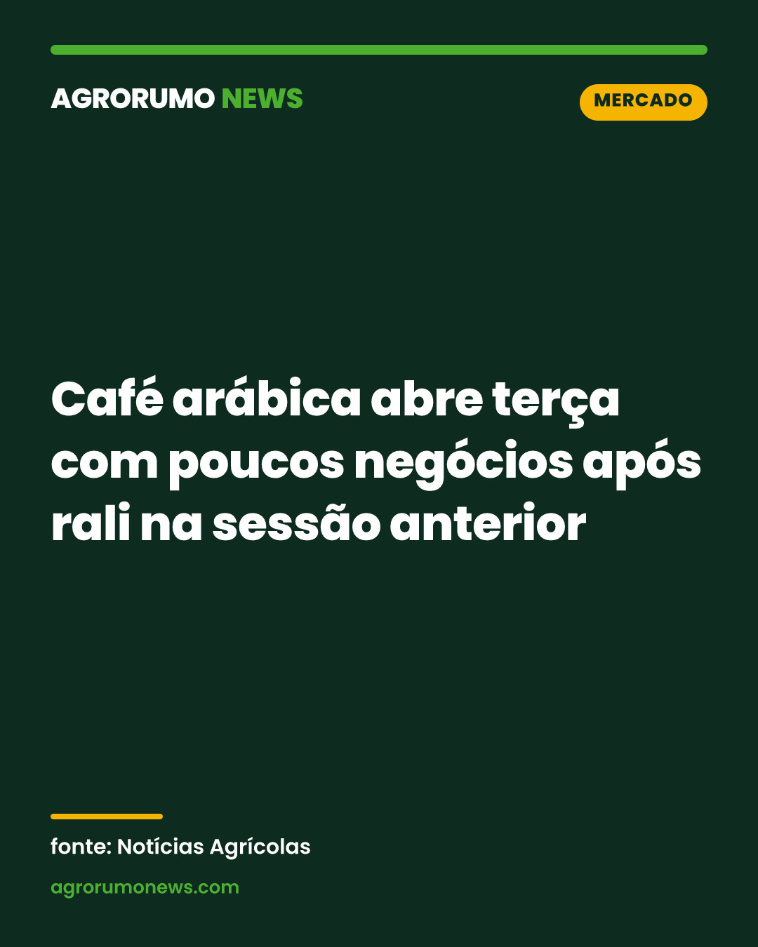 Café arábica abre terça com poucos negócios após rali na sessão anterior