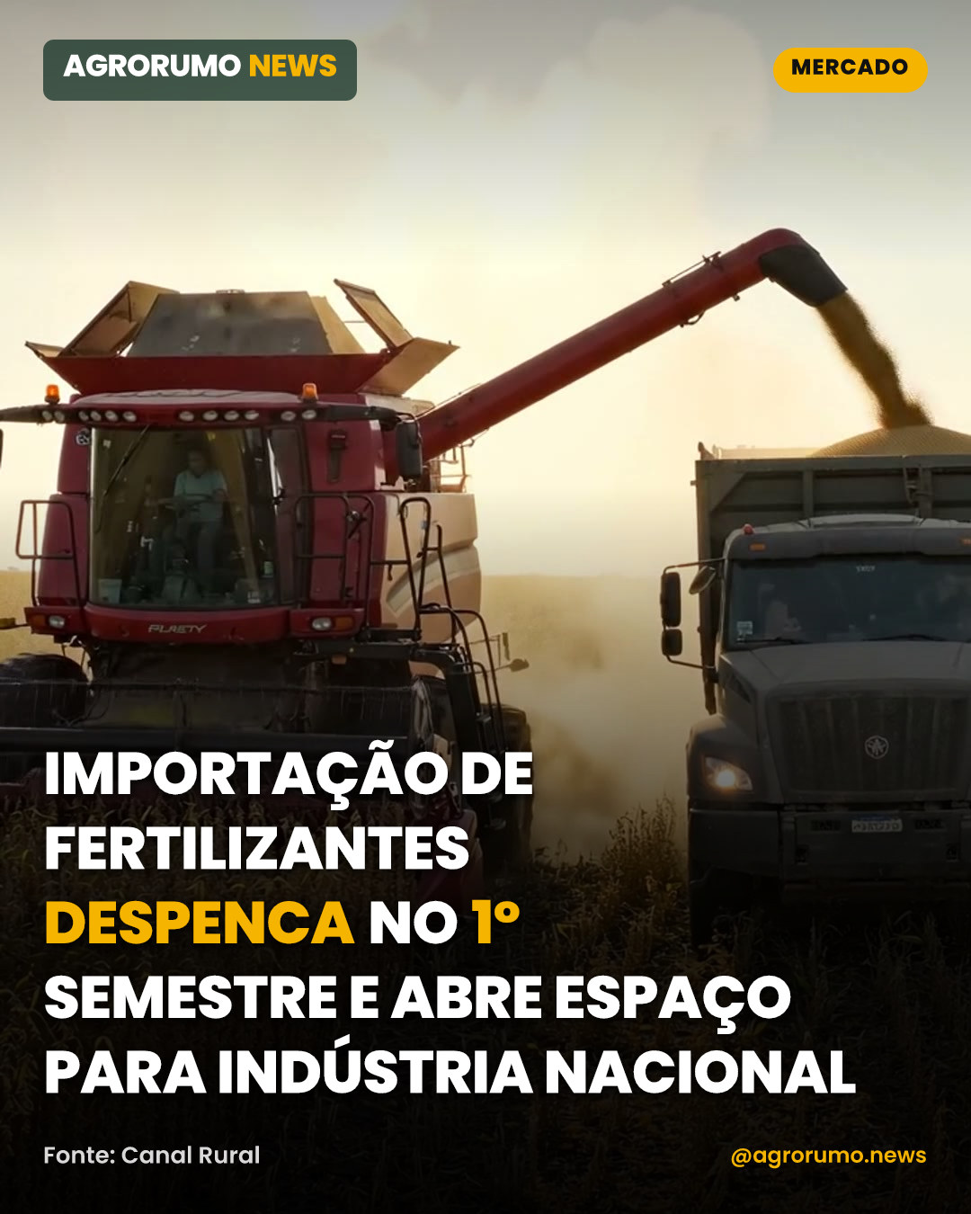 Importação de fertilizantes despenca no 1º semestre e abre espaço para indústria nacional