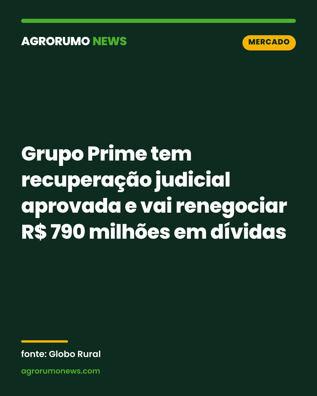 Grupo Prime tem recuperação judicial aprovada e vai renegociar R$ 790 milhões em dívidas