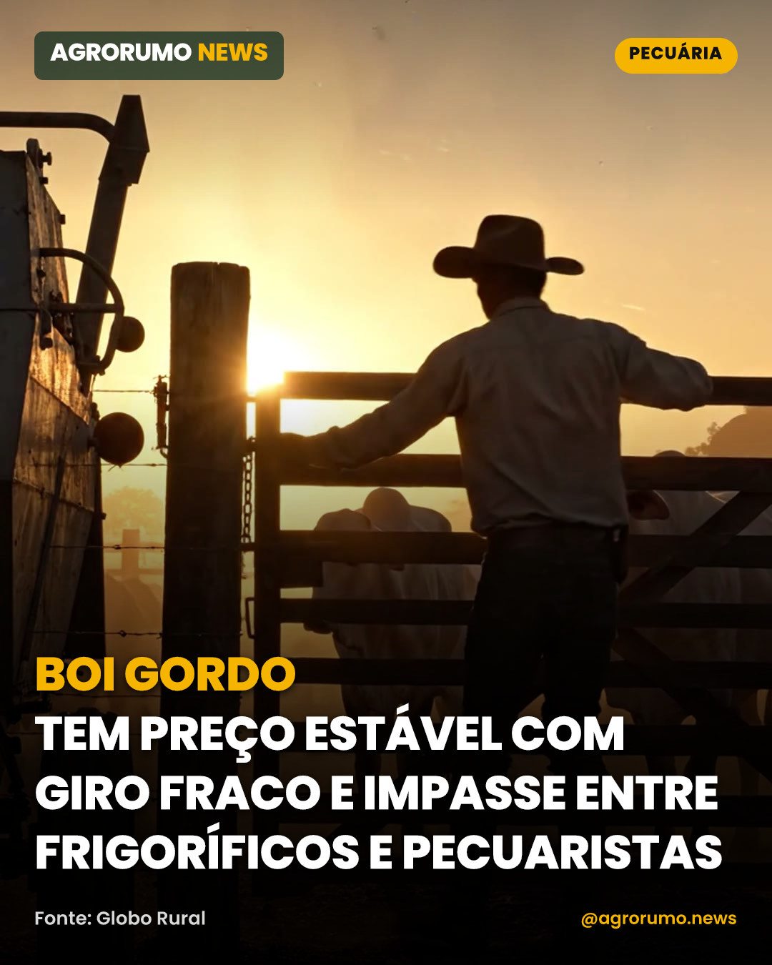 Boi gordo tem preço estável com giro fraco e impasse entre frigoríficos e pecuaristas