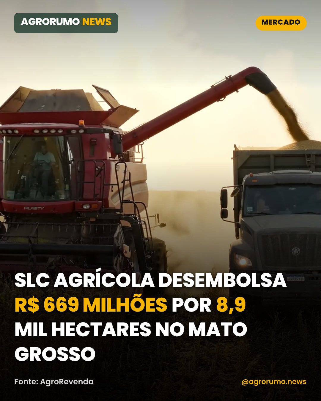 SLC Agrícola desembolsa R$ 669 milhões por 8,9 mil hectares no Mato Grosso