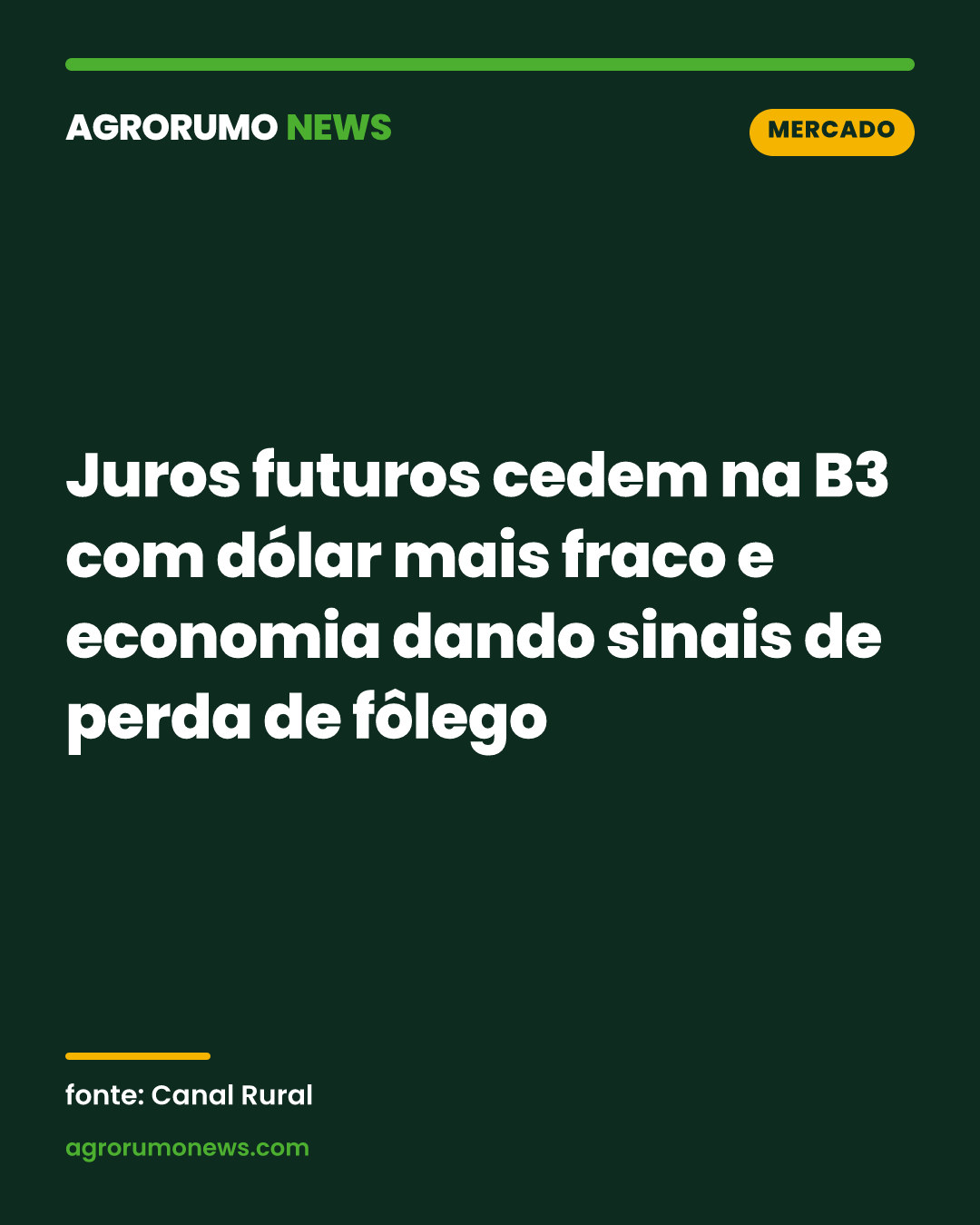 Juros futuros cedem na B3 com dólar mais fraco e economia dando sinais de perda de fôlego