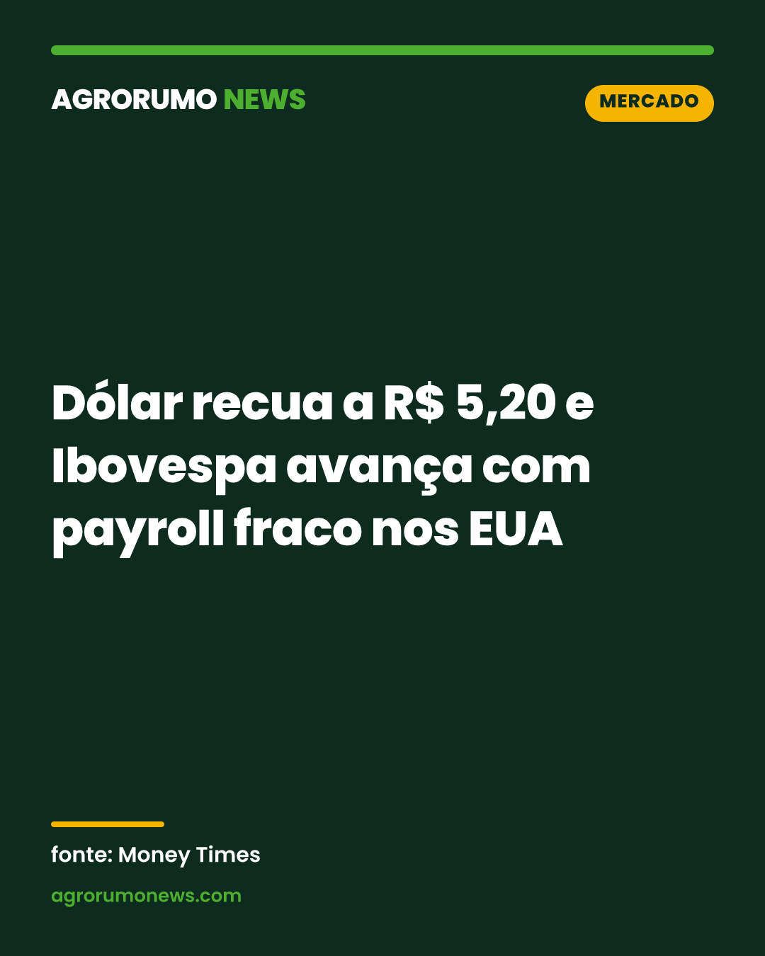 Dólar recua a R$ 5,20 e Ibovespa avança com payroll fraco nos EUA