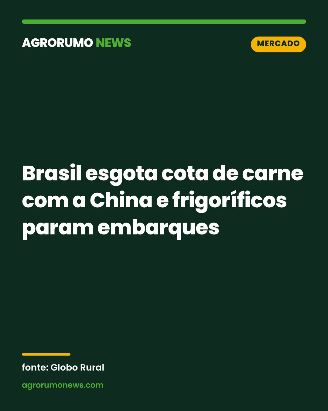 Brasil esgota cota de carne com a China e frigoríficos param embarques
