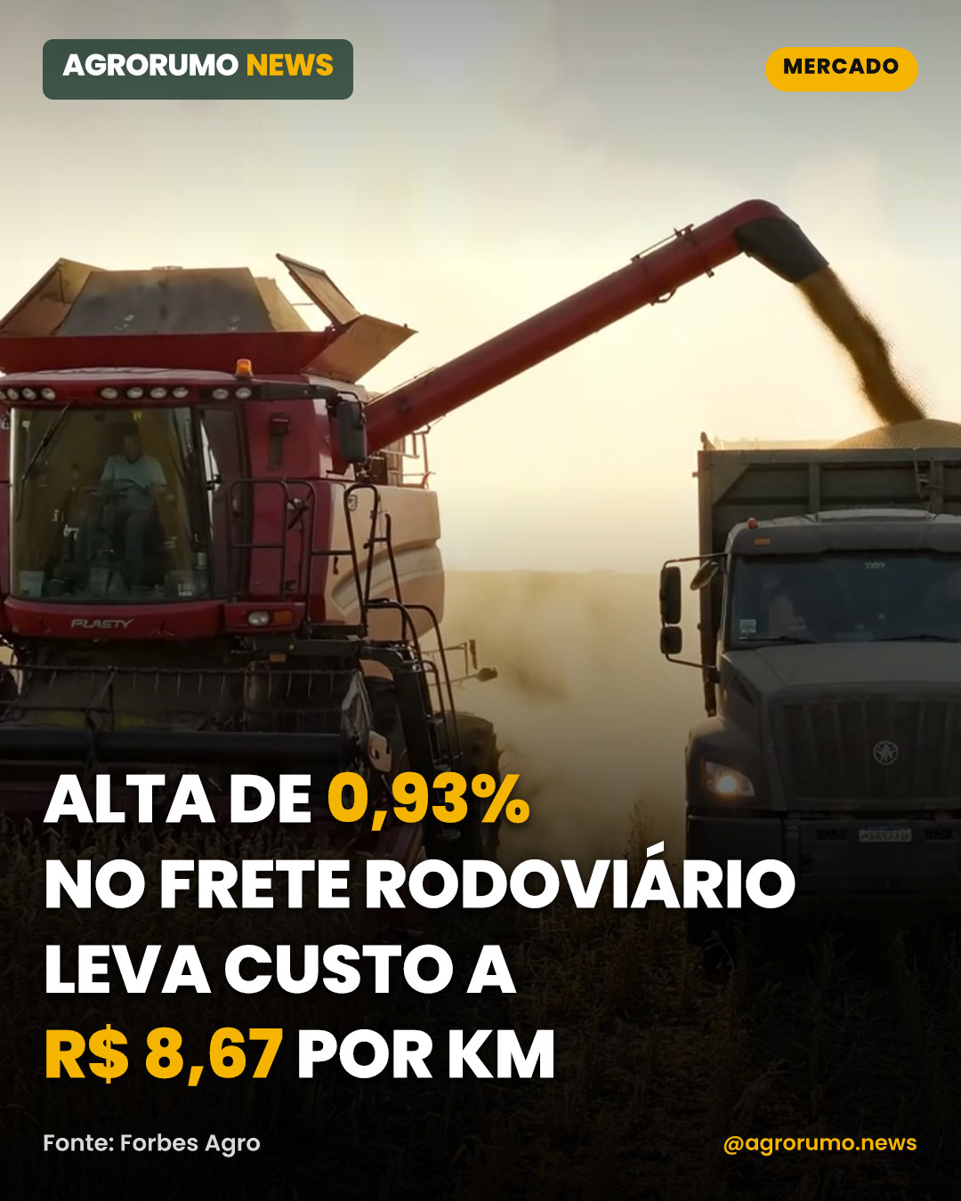 Alta de 0,93% no frete rodoviário leva custo a R$ 8,67 por km
