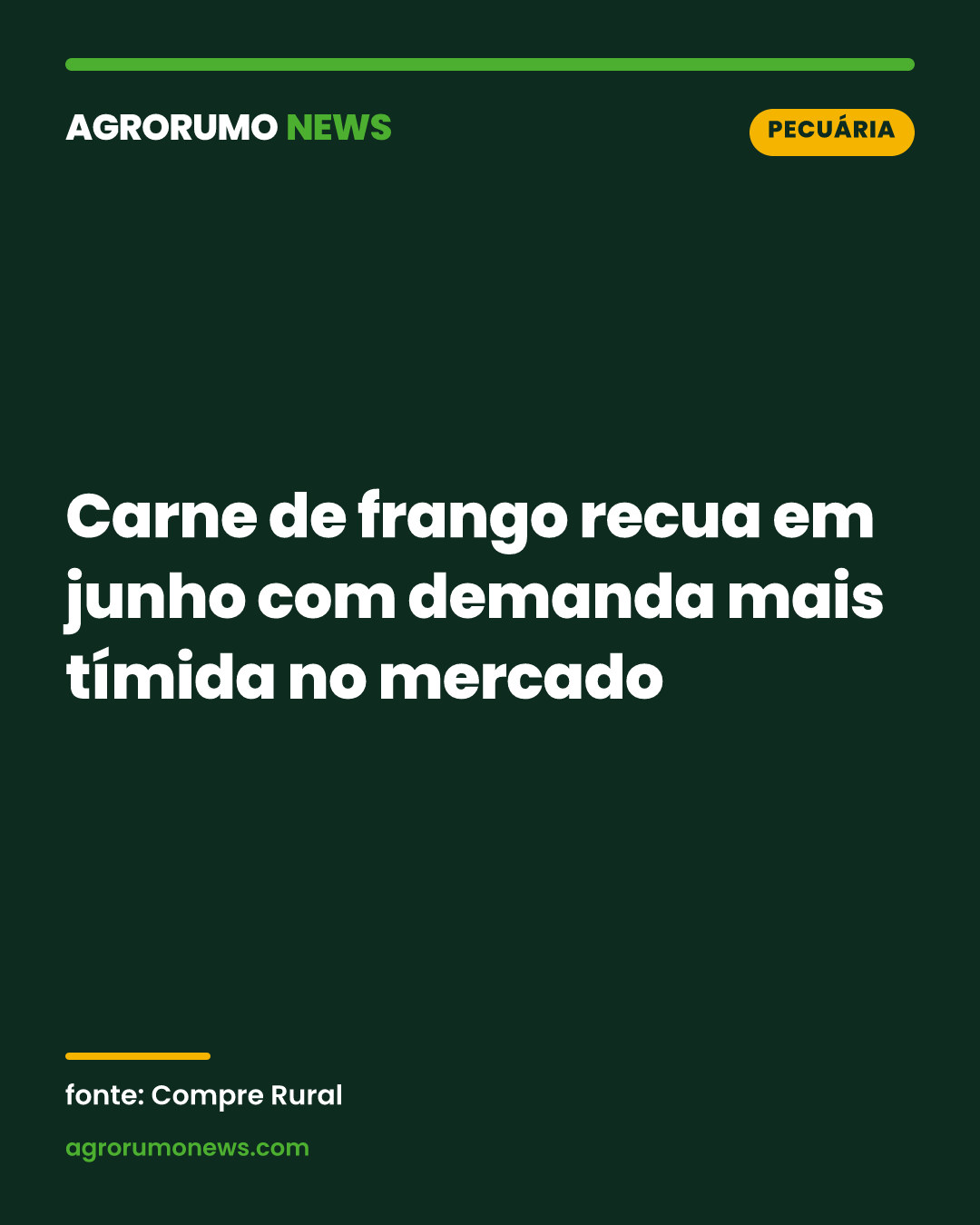 Carne de frango recua em junho com demanda mais tímida no mercado
