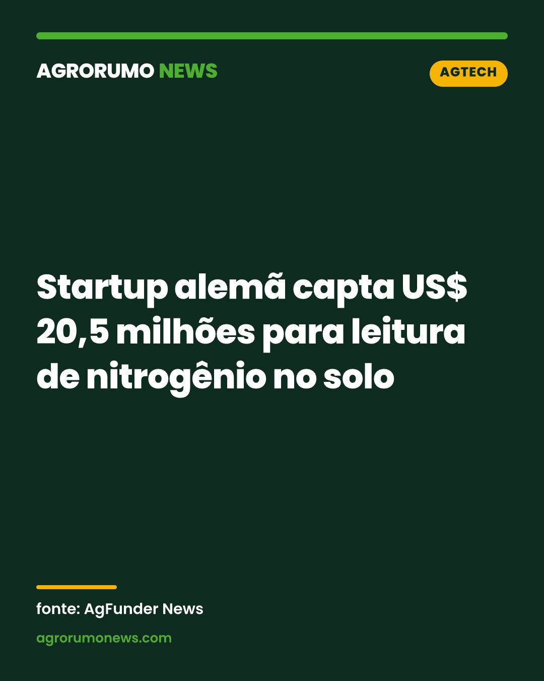 Startup alemã capta US$ 20,5 milhões para leitura de nitrogênio no solo