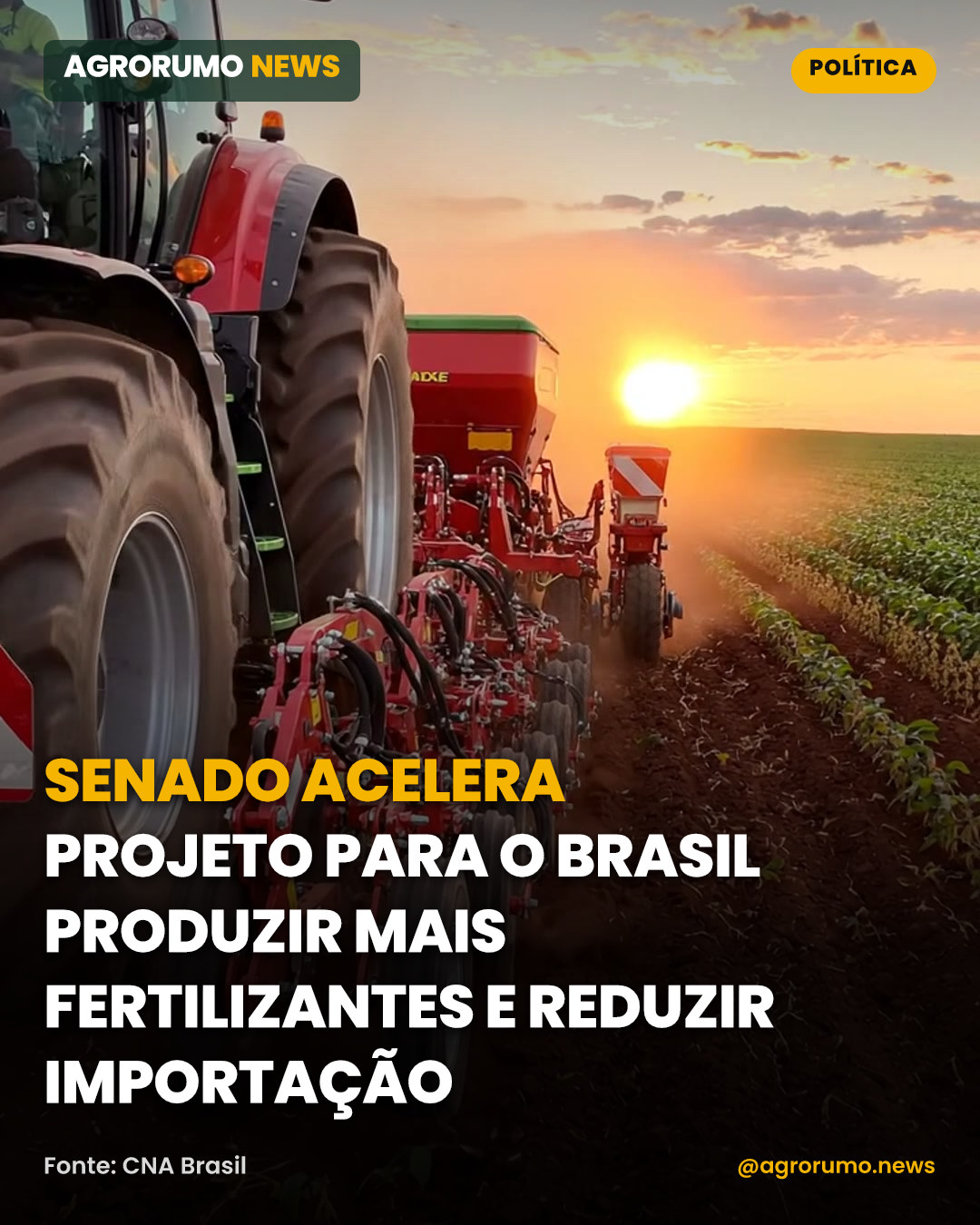Senado acelera projeto para o Brasil produzir mais fertilizantes e reduzir importação
