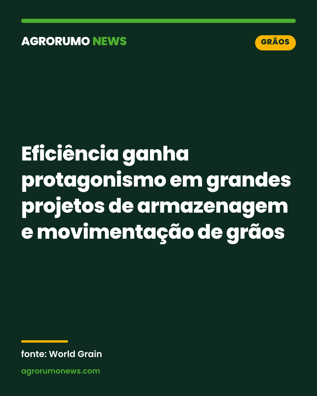 Eficiência ganha protagonismo em grandes projetos de armazenagem e movimentação de grãos