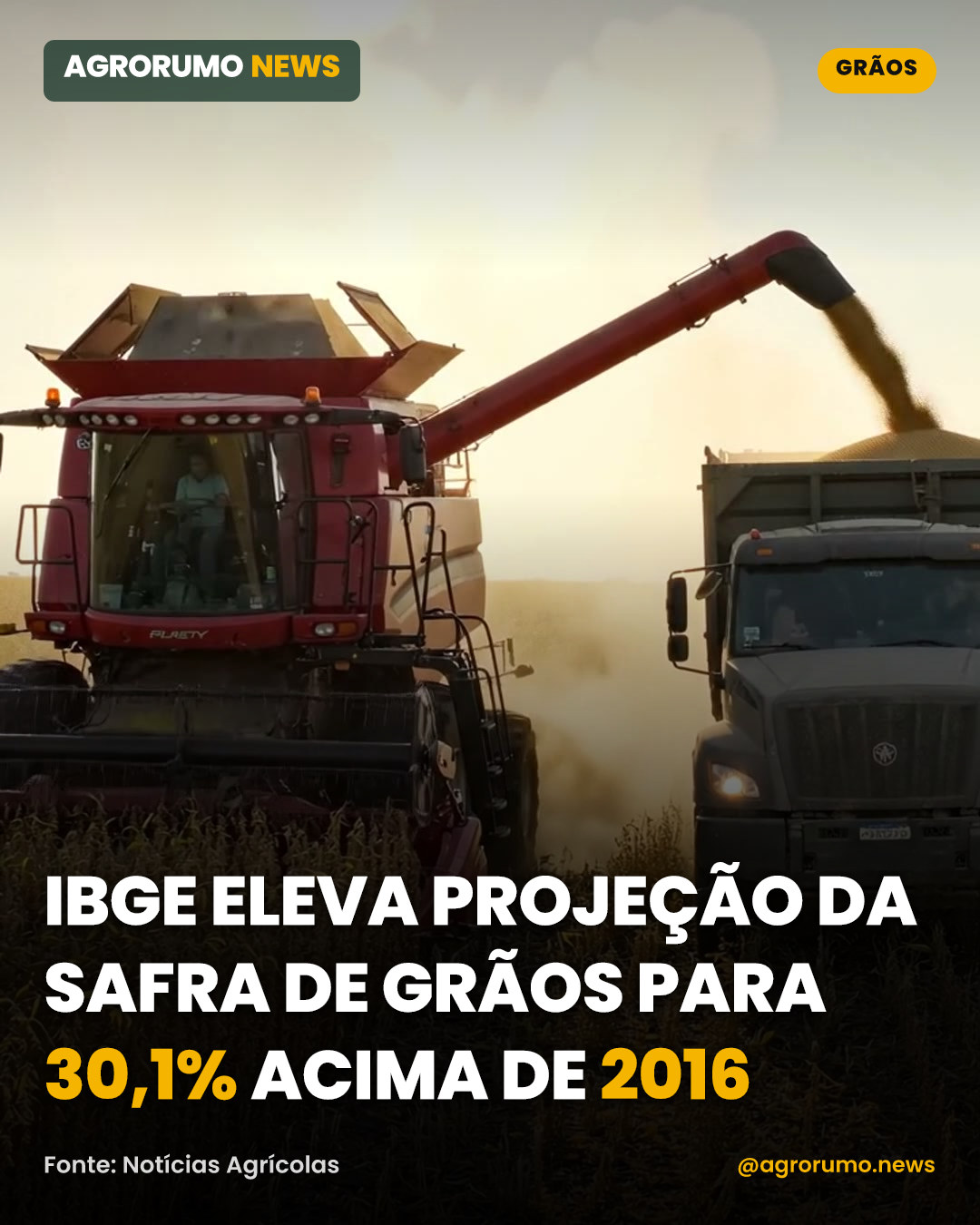 IBGE eleva projeção da safra de grãos para 30,1% acima de 2016