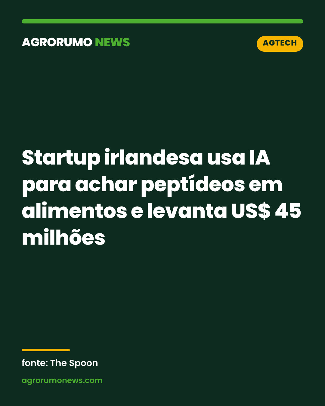 Startup irlandesa usa IA para achar peptídeos em alimentos e levanta US$ 45 milhões
