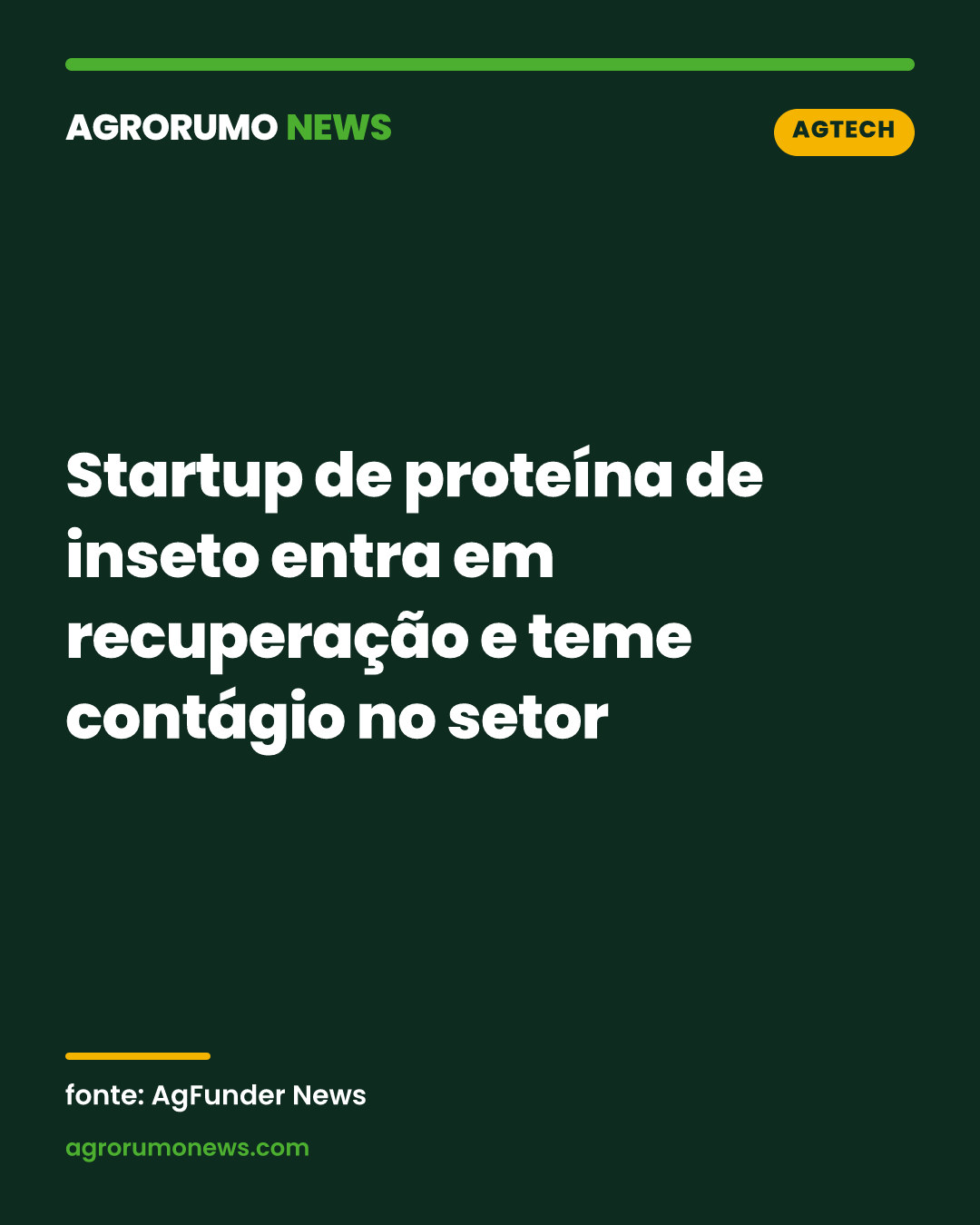 Startup de proteína de inseto entra em recuperação e teme contágio no setor